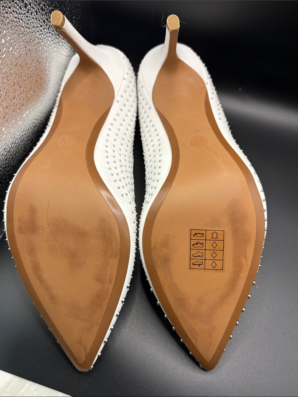 Michael Kors White Pointed-Toe Studded Pumps - Picture 4 of 5